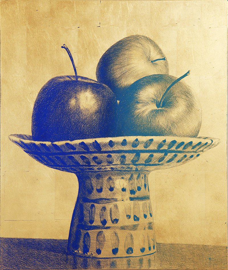 <p>Pommes et coupe de Léa Brodiez</p><p>2022, cuivre, 55 x 46 x 2 cm</p>