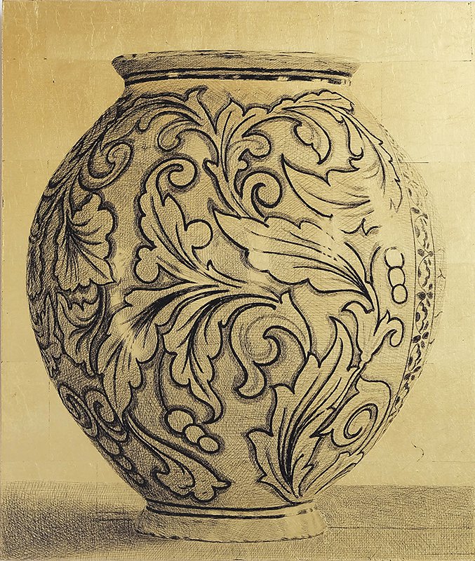 <p>Grand vase bleu, 2024, cuivre, 55 x 46 x 2 cm</p>