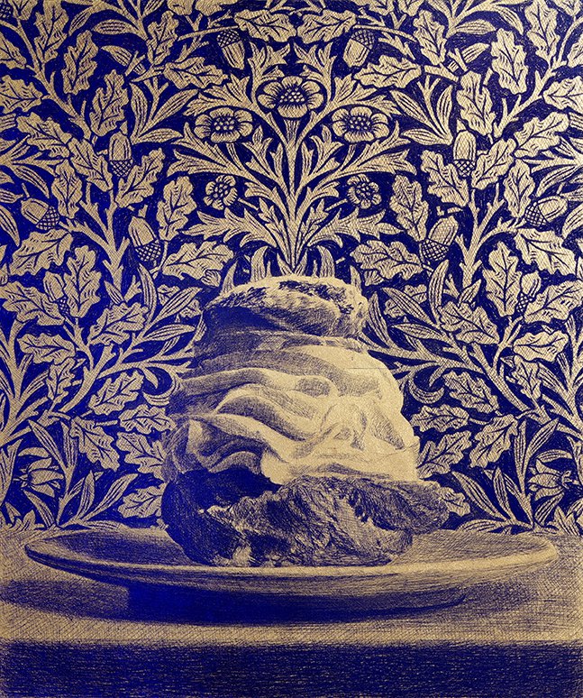 <p>Choux à la crème et tapisserie de William Morris</p><p>2023, cuivre, 55 x 46 x 2 cm</p>